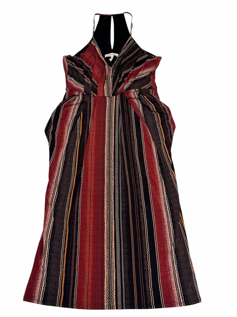 BCBGeneration Multi-Color Vertical Stripe Halter‎ Midi Dress Size Large